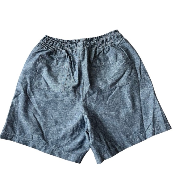 JACHS Girlfriend Cotton Linen Chambray Shorts M Blue Drawstring Pull-On Pockets - Picture 6 of 8